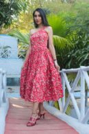 Hibiscus Red One Shoulder Maxi Dress