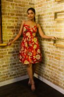 Floral Red Cutout Dress