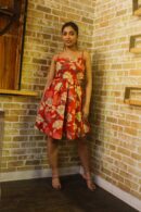 Floral Red Cutout Dress