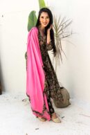 Forest Green floral assymetic a line katha set