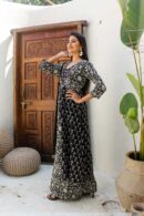 Black and cream boota monochrome slit kurta
