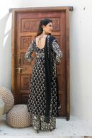 Black and cream boota monochrome slit kurta