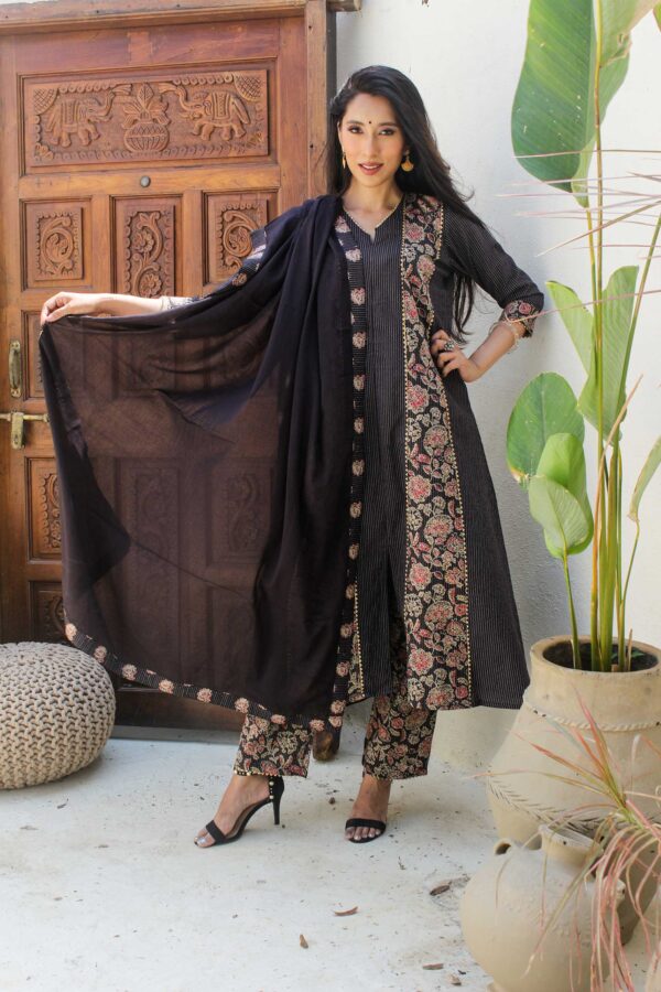 Dark floral A line kurta and pant set