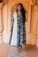 Navy blue nyra cut kurta with pants set