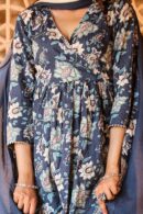 Navy blue nyra cut kurta with pants set