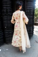 Cream floral half n half kurta straight set