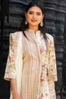 Cream floral half n half kurta straight set
