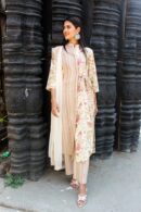Cream floral half n half kurta straight set