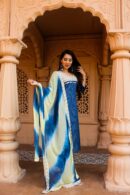 Navy blue katha zig zag straight kurta set