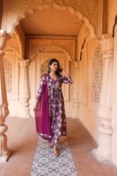 Deep purple floral Alia cut set