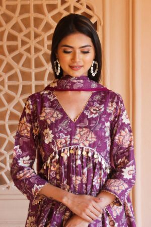 Deep purple floral Alia cut set