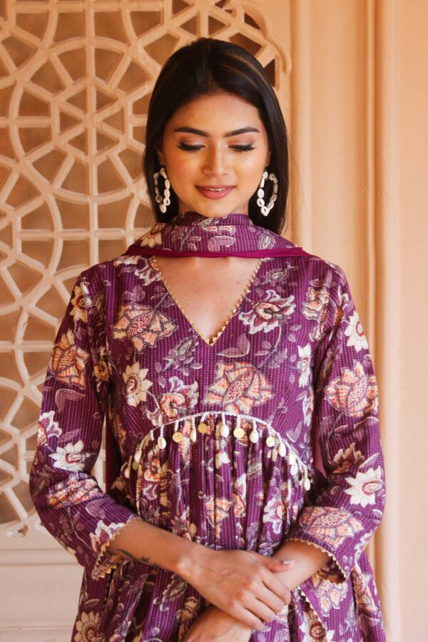 Deep purple floral Alia cut set