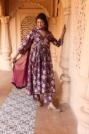 Deep purple floral Alia cut set