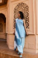 Powder blue short kurta and salwar set