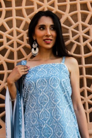 Powder blue short kurta and salwar set