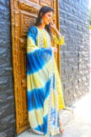 Yellow Blue ikat kurta set