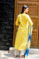 Yellow Blue ikat kurta set