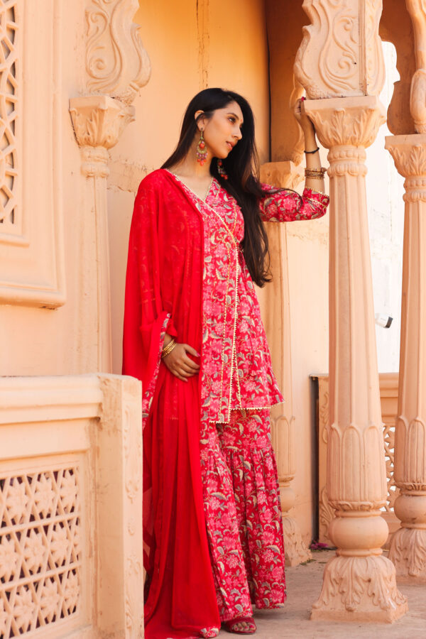 Scarlet Red Sharara set - Image 4