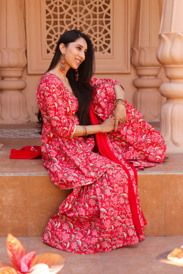 Scarlet Red Sharara set