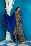 Royal Blue Kalamkari Anarkali Suit Set