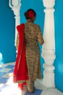 Mustard Kalamkari With red duppata
