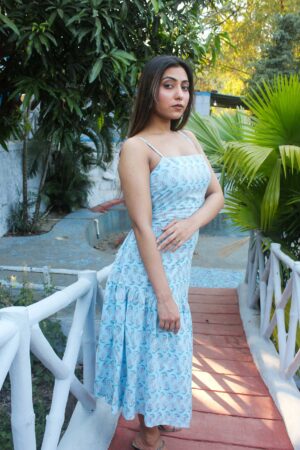 Powder Blue Blackless Maxi Dress