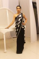 Black & White Georgette Shibori Tie and Dye Saree
