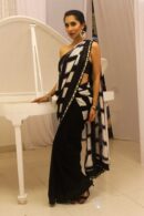 Black & White Georgette Shibori Tie and Dye Saree
