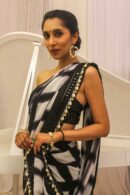Black & White Georgette Shibori Tie and Dye Saree