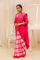 Hot Pink & White Georgette Shibori Tie and Dye Saree