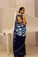 Blue & White Georgette Shibori Tie and Dye Saree