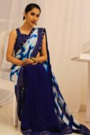 Blue & White Georgette Shibori Tie and Dye Saree