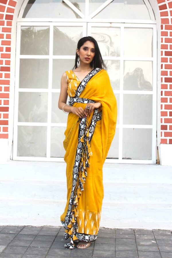 Yellow Georgette Saree - Image 7