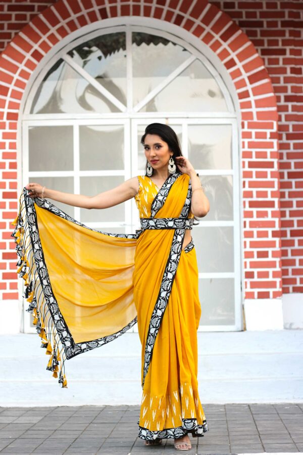 Yellow Georgette Saree - Image 6