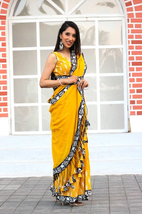 Yellow Georgette Saree - Image 5