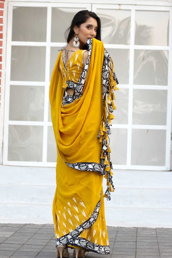 Yellow Georgette Saree - Image 4